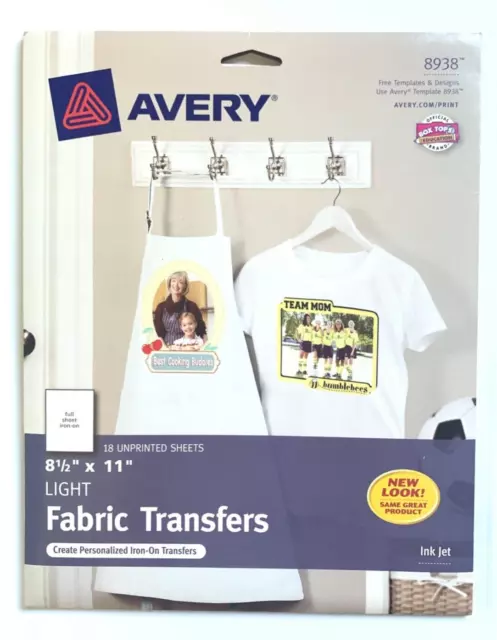 Avery T-shirt Transfers for Inkjet Printers, 8.5 x 11 Inches, Pack of 18  - NEW!