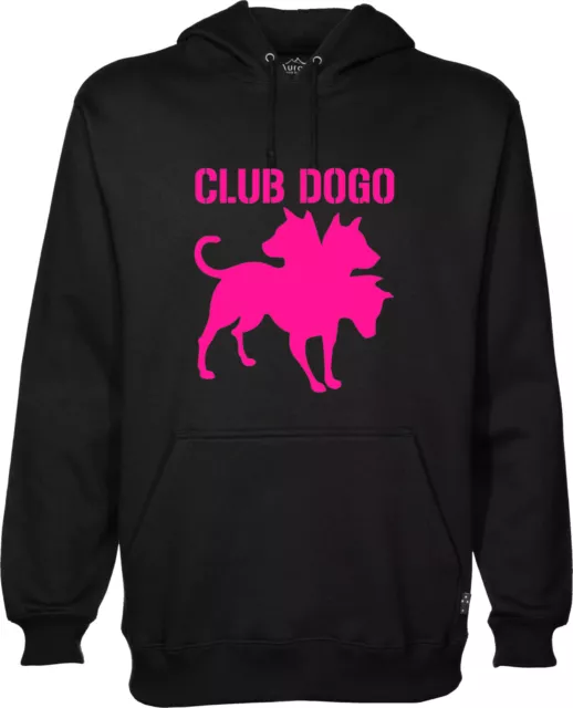 Felpa CLUB DOGO v3 logo spacco tutto Gue Pequeno stampa ROSA FLUO t-shirt maglia