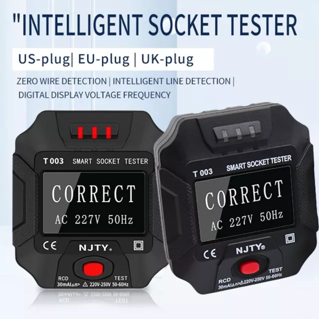 RCD GFCI 110V-230 V Rilevatore di tensione intelligente digitale tester presa controllo uscita