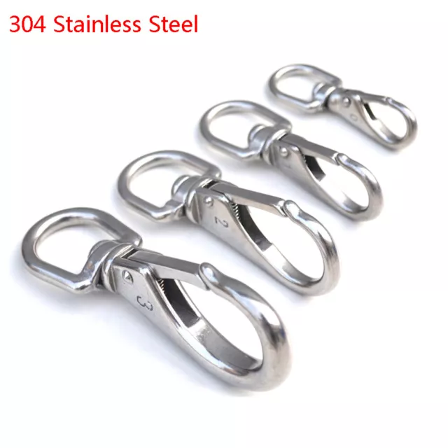 Stainless Steel Swivel Eye Hook Pet Chain Rope Spring Snap Clip Key Holder Ring