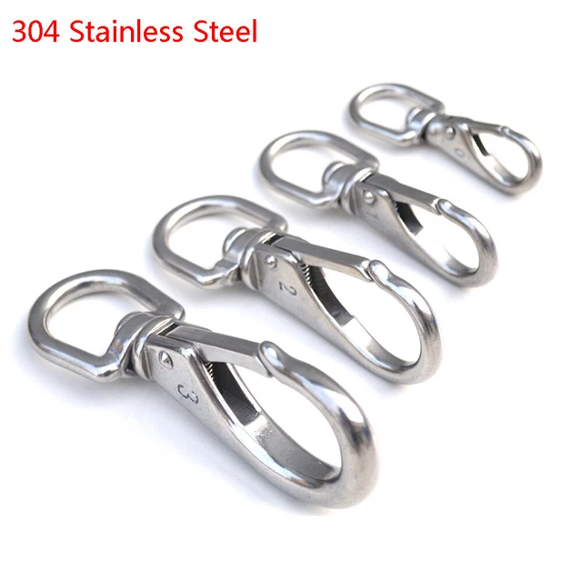 Stainless Steel Swivel Eye Hook Pet Chain Rope Spring Snap Clip Key Holder Ring