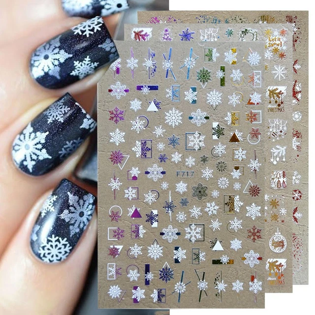 Décalcomanies de transfert Noël Autocollants pour ongles 3D Flocons de neige