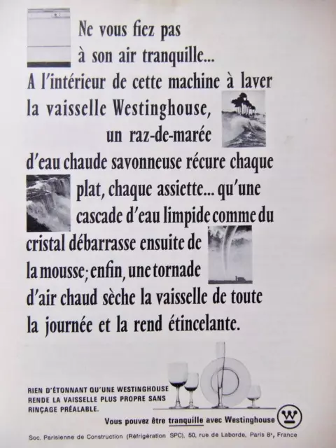 Publicité De Presse 1966 Westinghouse Vaisselle Propre La Machine A Laver