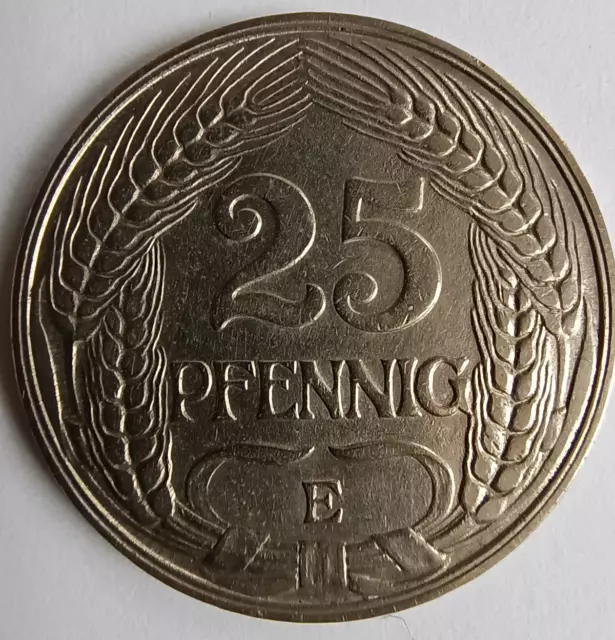 Deutsches Reich - Münze - 25 Pfennig 1910 E - Nickel