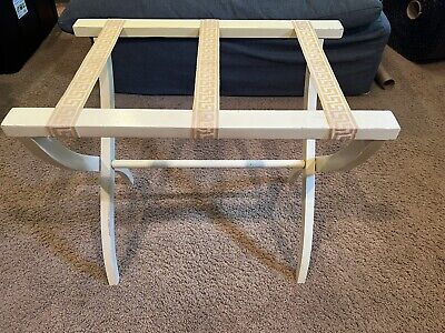 Vintage Wooden Folding Luggage/Suitcase Rack/Stand Tapestry Straps
