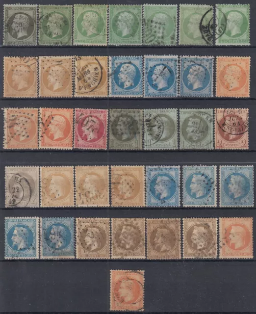 FRANCE LOT DE 36 EMPIRE DENTELE & LAURE N° 19 à 31 OBLITERES NUANCES DIVERSES