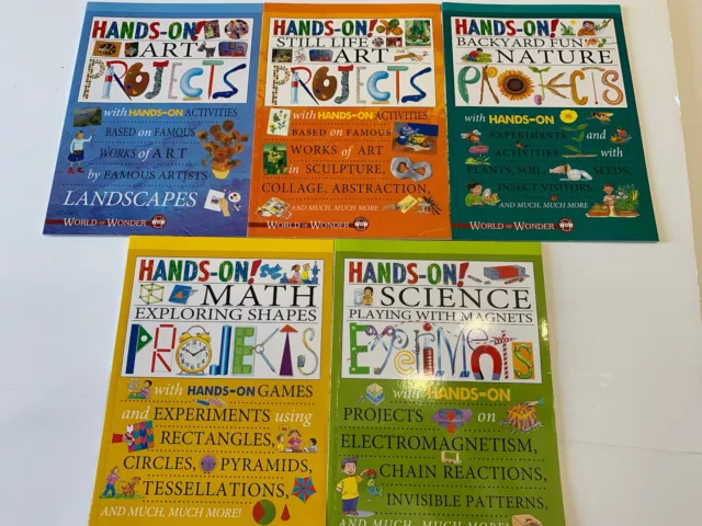 Lot of 5 World of Wonder Hands-On! Project Activity Books Art Nature Math Scienc