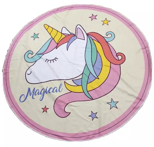 Unicorn Beach Towel Large 150cm Diameter Super Lightweight Hot Summer 6434