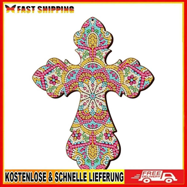 popyes Kreuz aus Holz, zum Aufh?gen, Basteln, Diamantmalerei, Kreuz, Mosaik, Dek