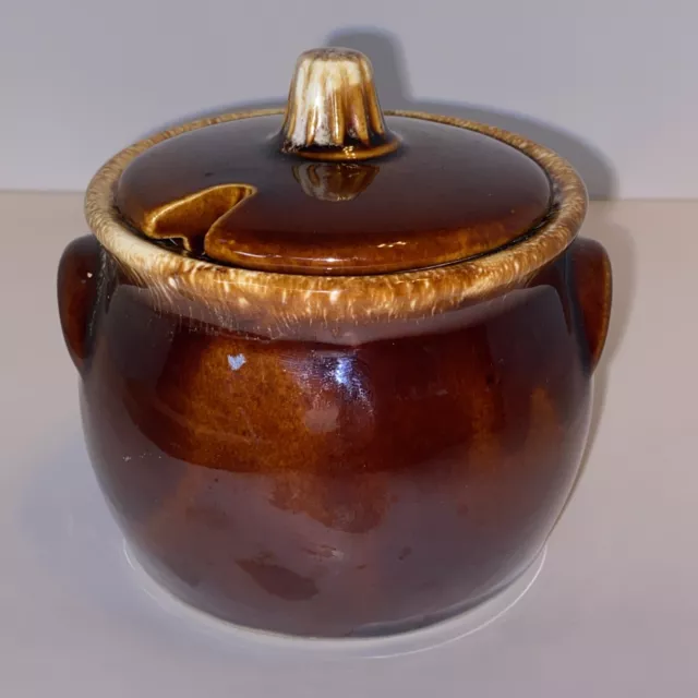 Vintage Hull USA Pottery Oven Proof Brown Drip Glaze Sugar Bowl w/Lid