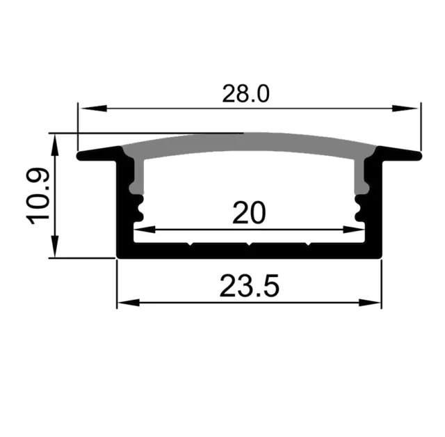 2m 2910 Profil Vertieft Largo Aluminium Für Streifen Strip LED Hebel Rigida 2MT 2