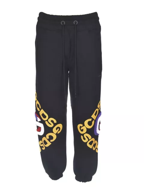 GCDS pantalone tuta nero da uomo taglia M regular fit tinta unita 100% orginale