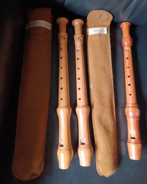 Blockflöten Konvolut, 1× Roessler,2×Küng mit Tasche