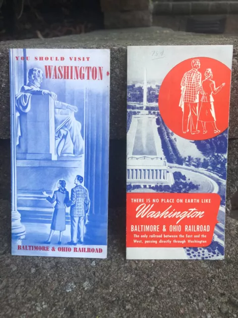 1949 & 1957 Baltimore & Ohio Railroad "Washington DC Travel" Brochures