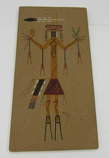 Vintage Navajo Native American Sand Art, Yei Healing Dancer, Signed 12"X6"