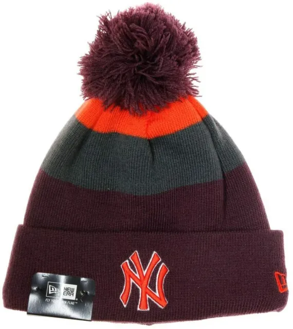 New Era Block-stripe Adult NY Yankees Bobble Hat Multicolour Beanie Warm new