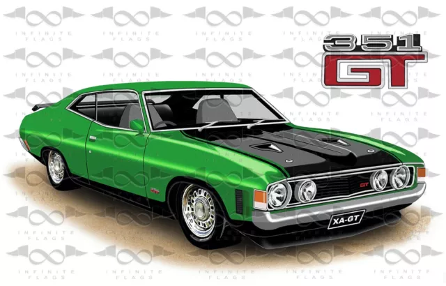 Ford Falcon XA-GT Coupe GREEN flag/banner 150cm x 90cm NEW