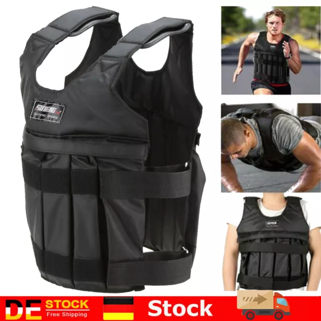 Gewichtsweste Max 50kg Schwarz Laufweste Trainingsweste Gewichte Fitnessweste