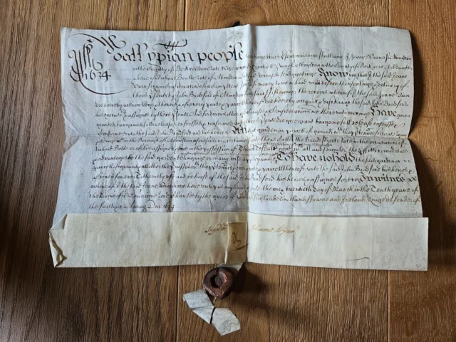 1634 Charles I Indenture - relating to property in Abingdon