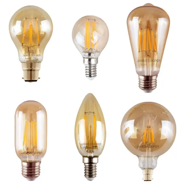 Vintage E27 E14 B22 2W 4W 6W 8W Decorative Industrial Filament Amber Light Bulbs