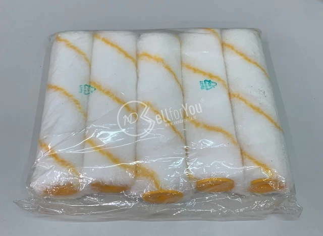 Set Di 5 Rulli Di Ricambio Per Puttura Lunghezza 15 Cm Ø 4 Cm In Spugna