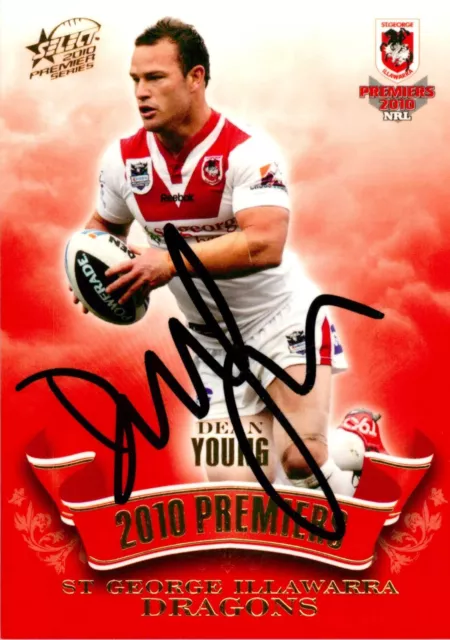 Signed 2010 St George Illawarra Dragons NRL Premiers Select Card - Dean Young