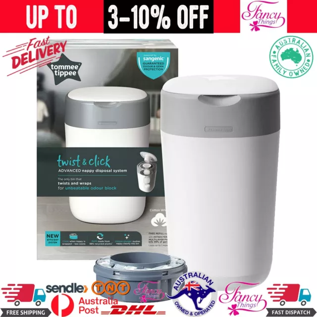 Tommee Tippee Twist and Click Sangenic Nappy Bin Disposal Refill Cassette System