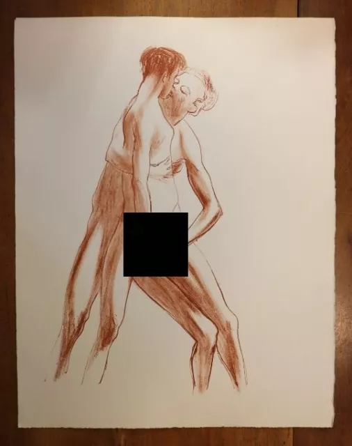 LITHOGRAPHIE ORIGINALE / VERLAINE erotica curiosa 1950 superbe estampe érotique