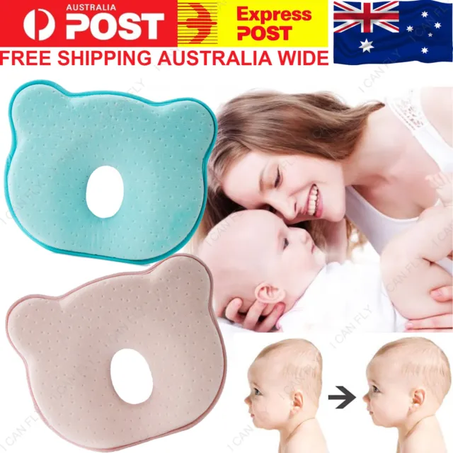 Baby Infant Newborn Memory Foam Pillow Prevent Flat Head Protect Neck Roll DF