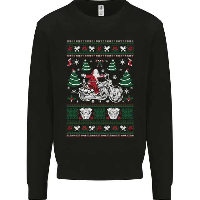 Christmas Biker Santa Motorbike Motorcycle Mens Sweatshirt Jumper