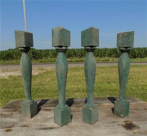 4 Balusters Green Wood Architectural Salvage Spindles Porch Post House Trim A12,
