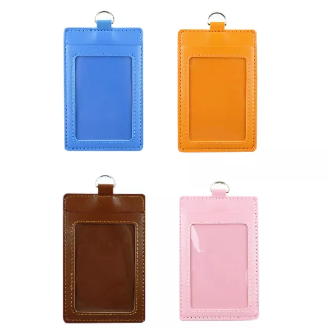 Leather Vertical ID badge holder with Window and Card Slot (Size: 3 X 4.5 inch)