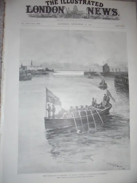 King Edward VII landing at Elsinore Denmark 1901 print ref ax