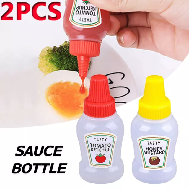 2X Mini BBQ Squeeze Bottle Sauce Bottles Ketchup Mustard Condiment Dispenser AU