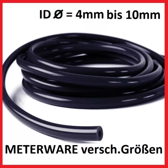 4mm ID - Silikon Unterdruck Schlauch 1m Meterware Vacuum Steuer Leitung  Schwarz