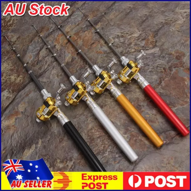 Mini Telescopic Portable Pocket Fish Pen Aluminum Alloy Fishing Rod Pole + Reel 3