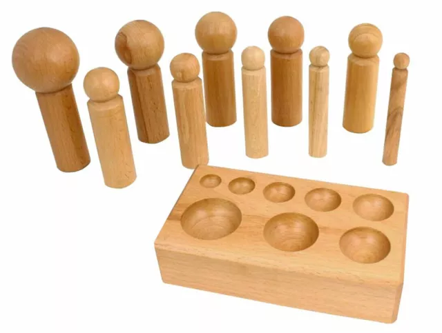 Large 10 Piece Wood Dapping Doming Punch Set w/ Block 5/8" - 2-1/2" Non Marring