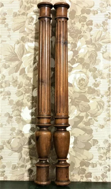 Column pair spindle baluster turned carving Antique french architectural salvage