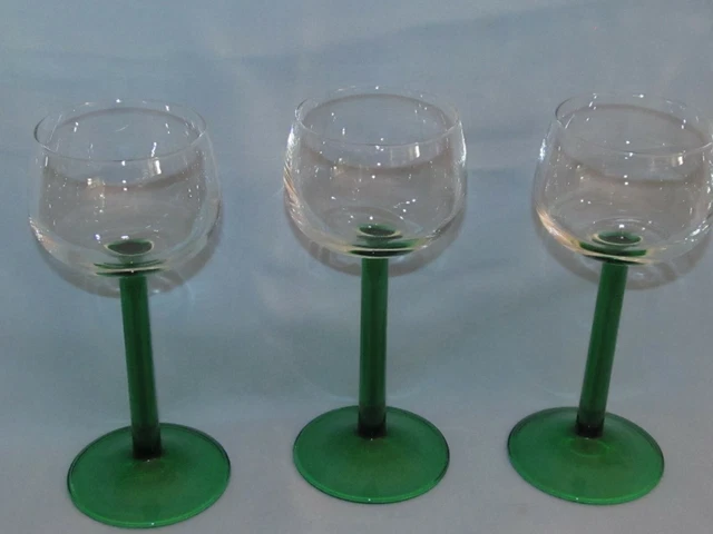 Lotto Di 3 Bicchieri da Vino Bianco Alsazia Base Destro Verde