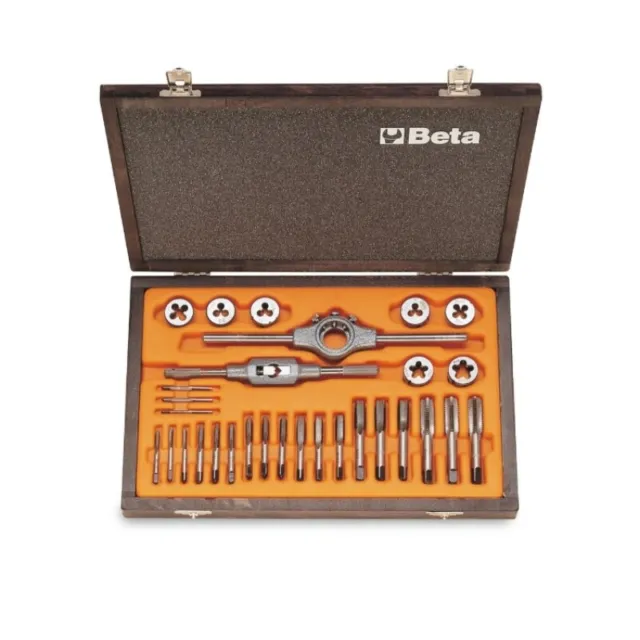 Beta Tools 446/C30 30pc Metric Tap & Die Set (M3-12) + Accessories | 004460055