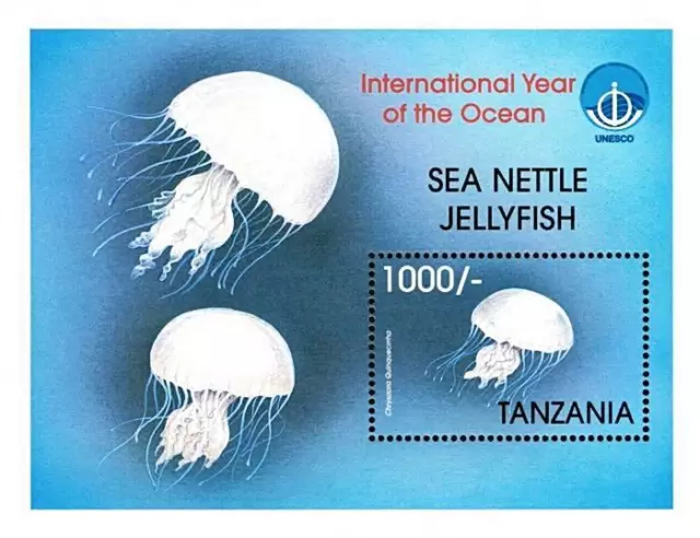 TANZANIA 1998 JELLYFISH S/s SC#1736 MNH MARINE LIFE, FISH ,YEAR of OCEAN