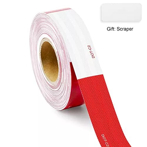 Reflective Safety Tape 2 Inch x 30 Feet DOT-C2 Waterproof Red/White Adhesive ... 2