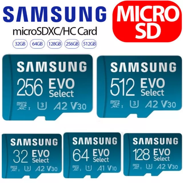 Samsung Evo Select Micro SD Card Memory Card 32GB 64GB 256GB 512GB Class 10 SDXC
