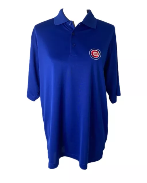 Antigua Men's Shirt Blue MLB Chicago Cubs Short Sleeve Polo Size Medium