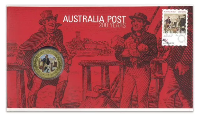 Australia Post 200 Years 2009 Postmaster Isaac Nichols $1 UNC Coin & Stamp PNC