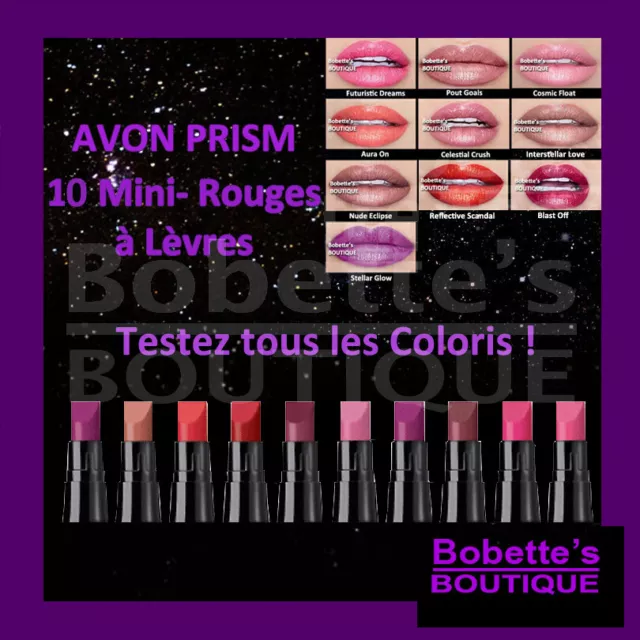 ROUGES à LÈVRES MINIS x 10 AVON MARK PRISM Couleur Irisée, Éblouissante, Intense