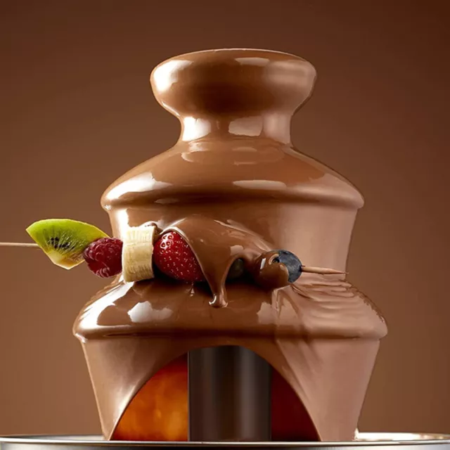 Chocolate Fondue 3 Tiers Fountain Maker Melting Machine Waterfall Warmer for Dip