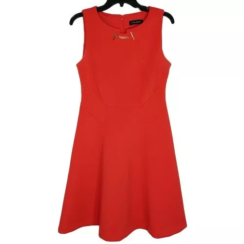 Ivanka Trump Sleeveless Fit & Flare Coral Dress Size 10 Casual/Career Orange/Red