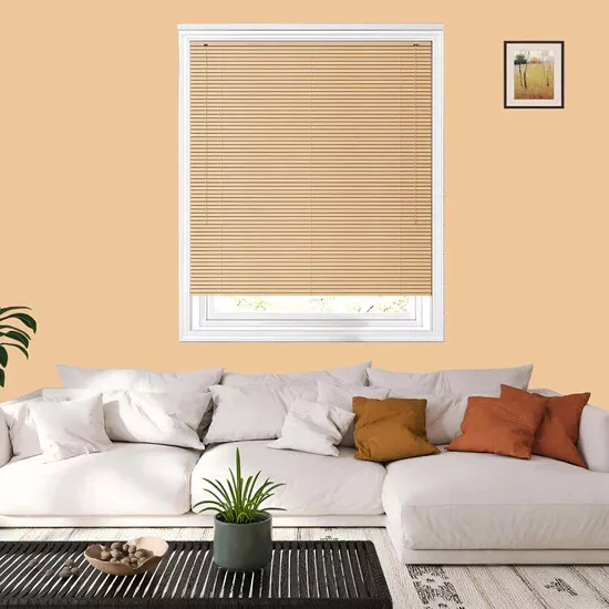 PVC Blinds / Wood Wooden Grain Effect Venetian Window Blind Home Office Easy Fit