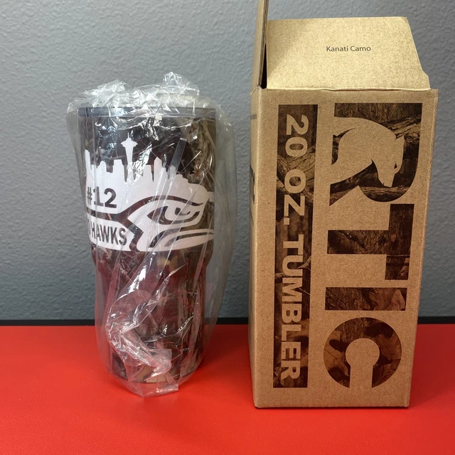RTIC 20 oz Insulated Tumbler Stainless Steel Travel Mug W/ Seahawks, camo